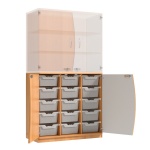 Wellentüren-Unterschrank, 99 cm hoch, 105x50 cm (B/T), Tür rechts grau, 